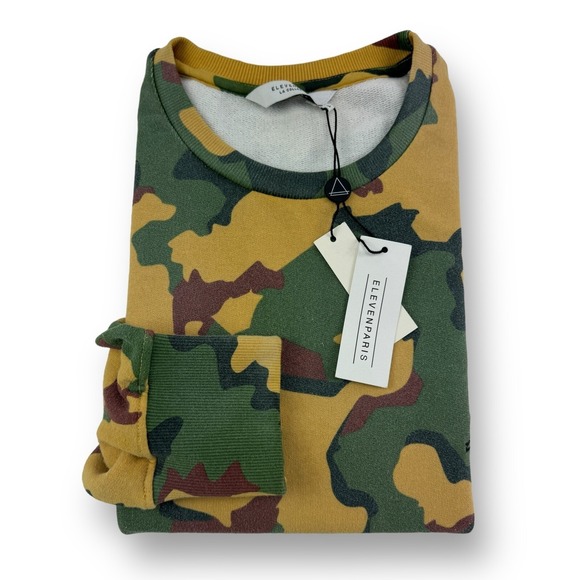 Eleven Paris Other - NWT Eleven Paris Brown & Green‎ Camouflage Crewneck Cotton Sweatshirt Size Large